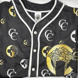 Crooks and Castles Baseball Jersey Mens Small Black CC Short Sleeve Medusa